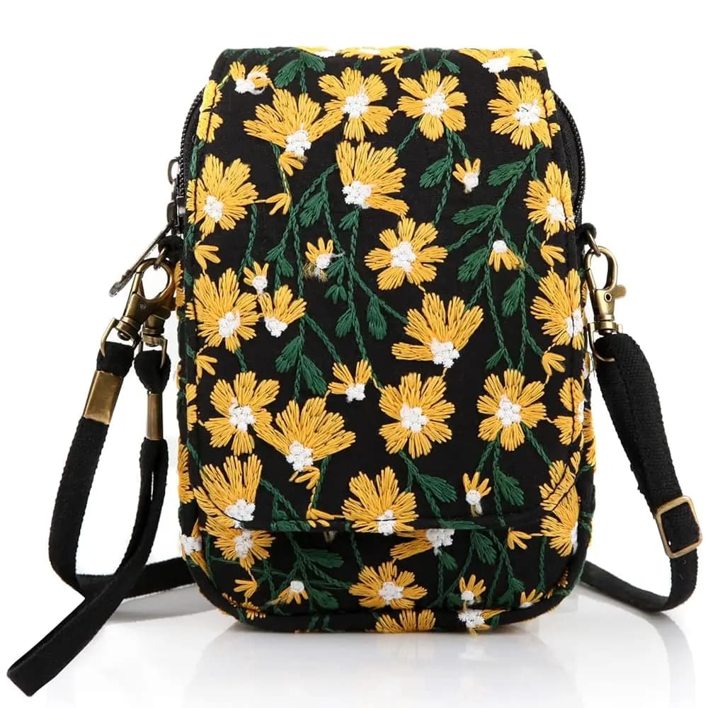 Borsa a Tracolla Mini Ricamata per Donne, Borsetta da Polso, Portafoglio, Custodia per Cellulare, Portamonete