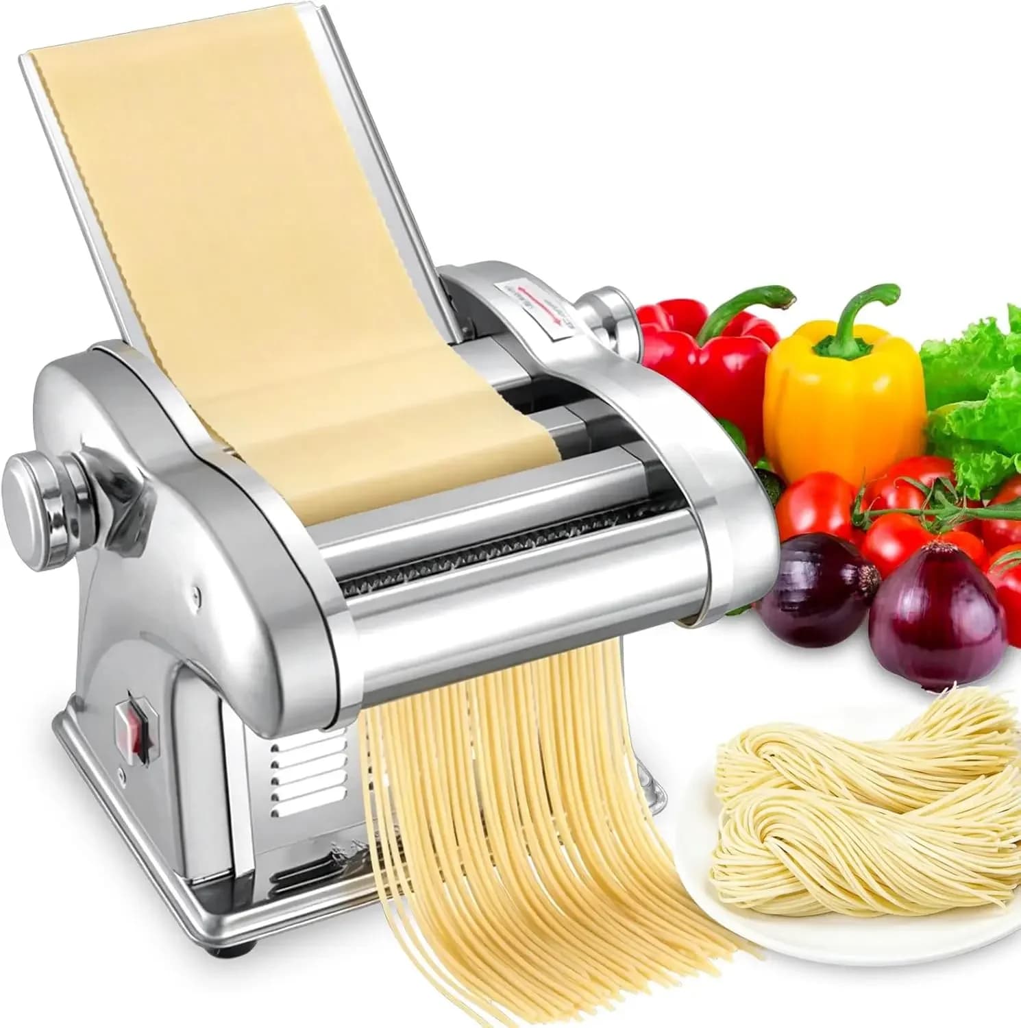 Macchina per Fare la Pasta, Elettrodomestico 3-in-1 per Pasta Fresca con Spessore Regolabile, Macchina per Pasta Sottile, Spaghetti, Fettuccine, Lasagne