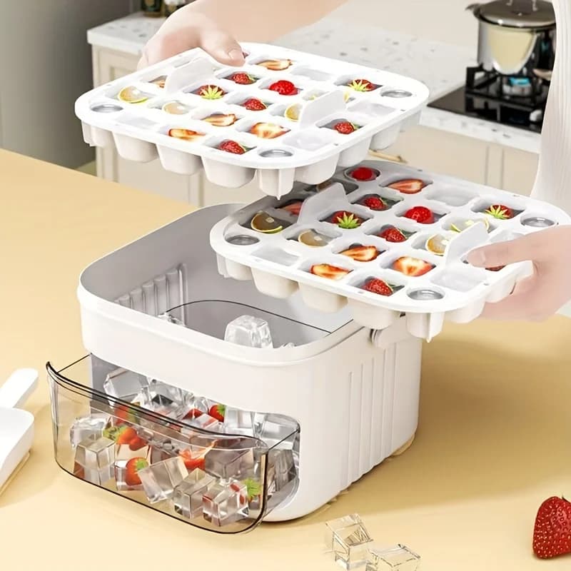 Macchina Compatta per Cubetti di Ghiaccio 25/50 Pezzi per Frigorifero Domestico, Stampo Facile da Sfoderare per Cubetti di Ghiaccio per Cucina, Feste e Uso Domestico