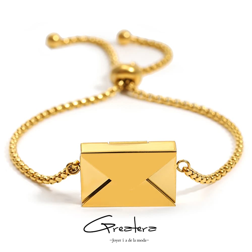 Braccialetti a catena regolabili con busta in acciaio inossidabile Greatera per donna uomo placcato oro regali di gioielli per amanti di San Valentino