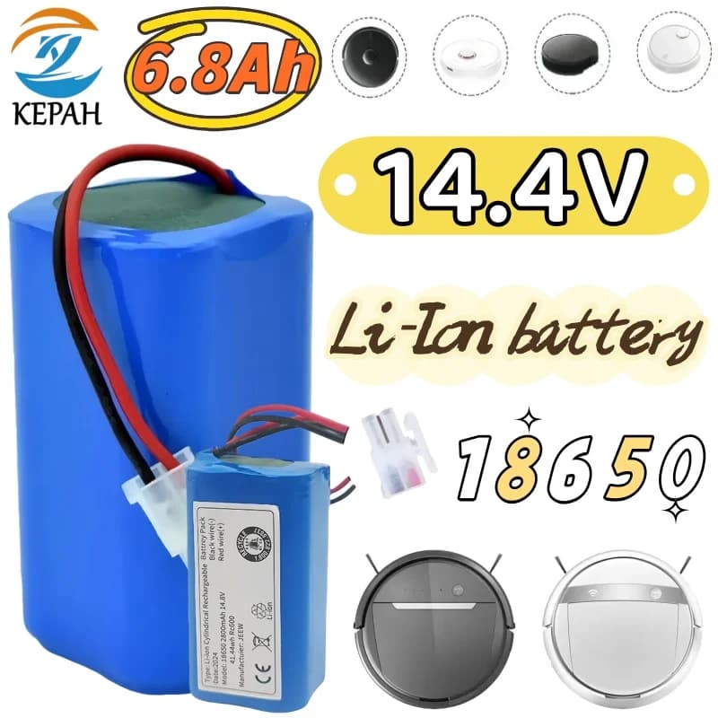 14.4V 6800mAh/9800mAh 4S1P Sostituzione batteria agli ioni di litio adatta Robot Aspirapolvere Batteria ricaricabile robot Spazzatrice elettrica
