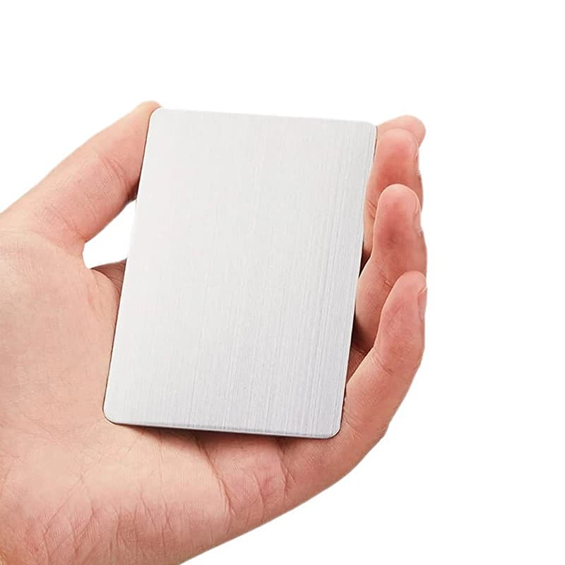 1/5 biglietti da visita in metallo in acciaio inossidabile da 0,5 mm, biglietti da visita vuoti, incisione laser per biglietti regalo fai da te