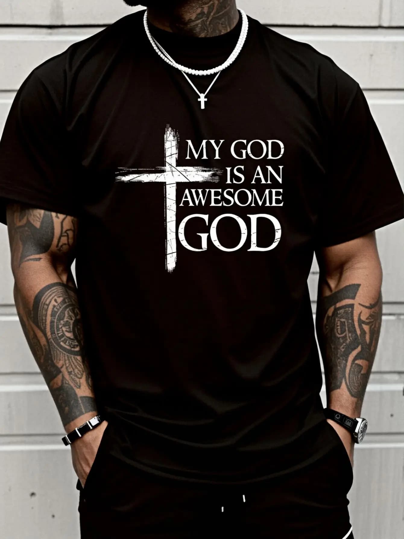 100% Cotton My God Is An Awesome God Prayer T-Shirt Fashion Women's Men's Graphic Tee Causal Tops