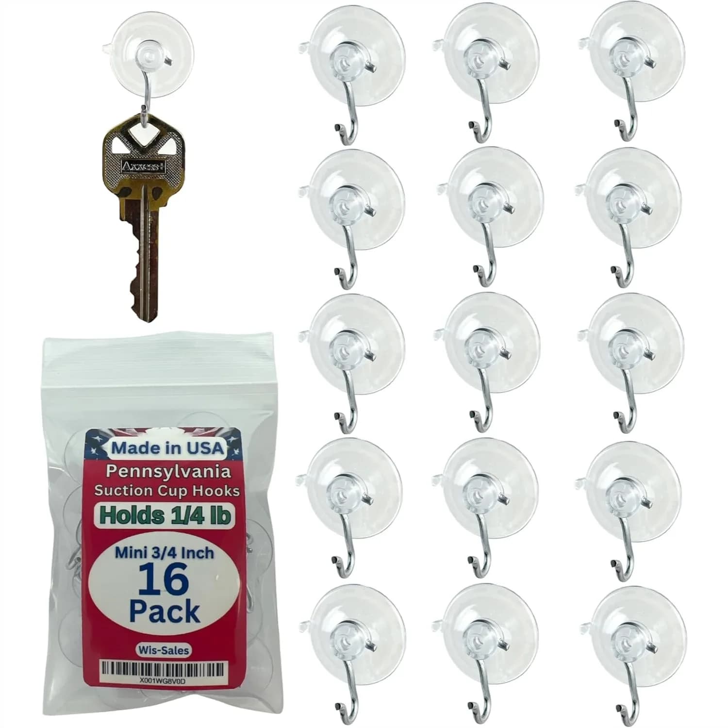 Confezione da 16 Mini Ganci a Ventosa da 3/4 Pollici per Finestre in Vetro, Insegne, Decorazioni Natalizie, Acchiappasole
