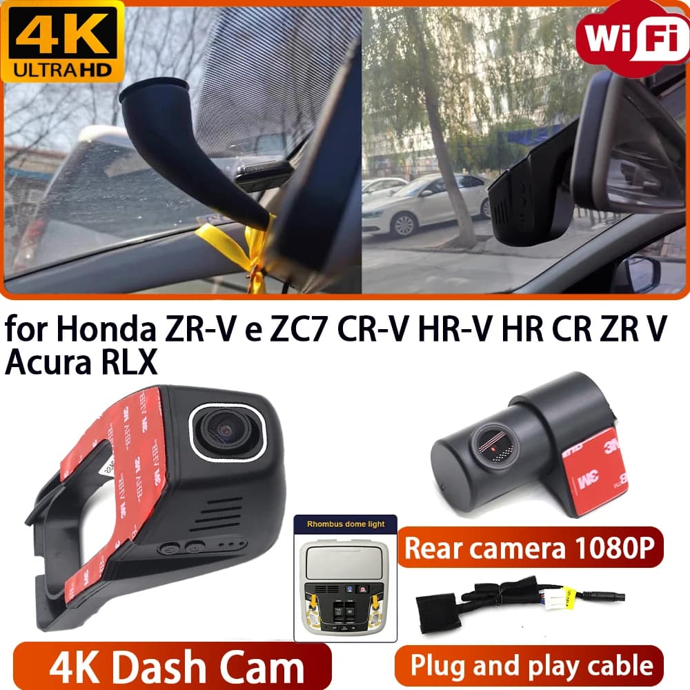 for Honda ZR-V e ZC7 CR-V HR-V HR CR ZR V Acura RLX Video Recorder 4K DVR Dash Cam Wifi Camera 170° Wide Angle Plug & Play