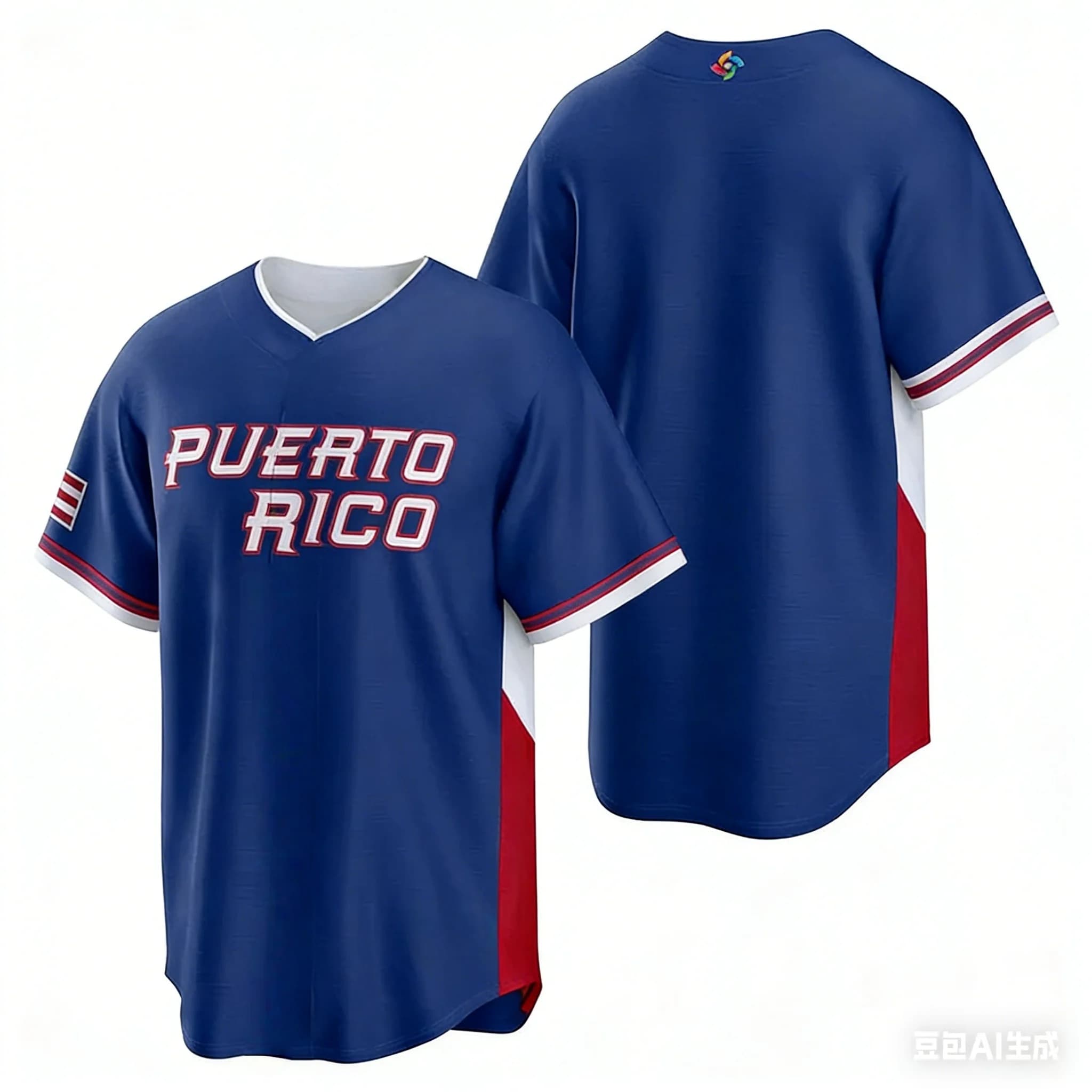 Nuova Maglia da Baseball di Porto Rico 2026 per Uomo, Blu Navy, Rosso e Bianco, Versione Fan WBC, Manica Corta, Abbigliamento Sportivo