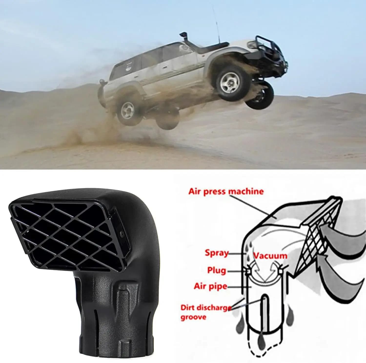 Universal 3Inch / 3.5Inch Waterproof Air Intake Snorkel Off Road Replacement Mudding Snorkel Head Air Intake Ram for SUV Car