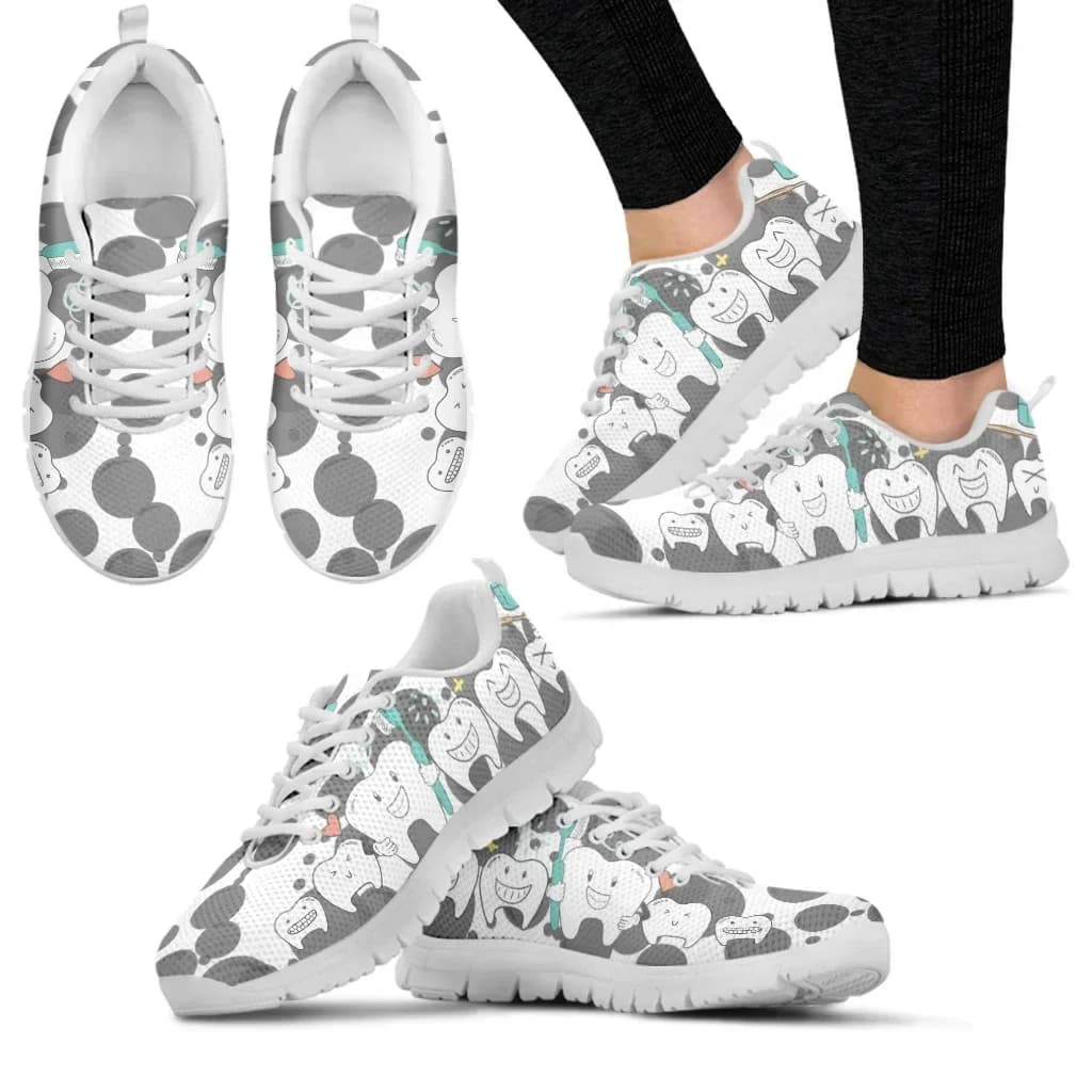 Scarpe da donna casual con stampa dentale rosa, sneakers basse in mesh comode, scarpe da ginnastica da donna, Zapatos Mujer