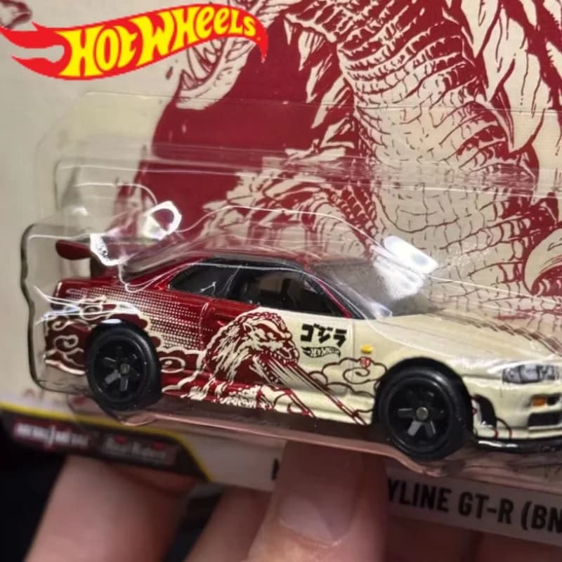 Hot Wheels Premium Modello di auto pop culture in scala 1/64 - Godzilla Nissan Skyline Gt-R - Giocattolo da collezione per ragazzi Regalo di Natale