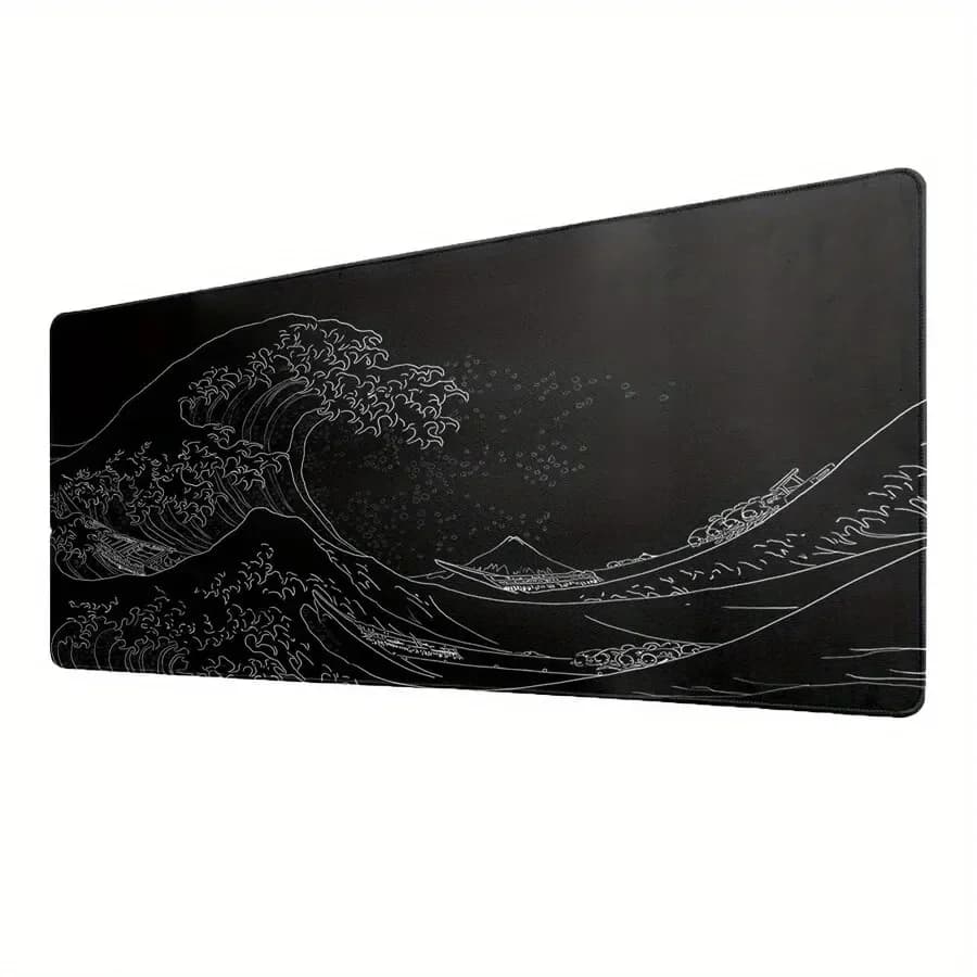1 pcs Black Sea Wave big mouse pad 700*300mm gaming mouse mat extended table mat with keyboard with rubber base sewn