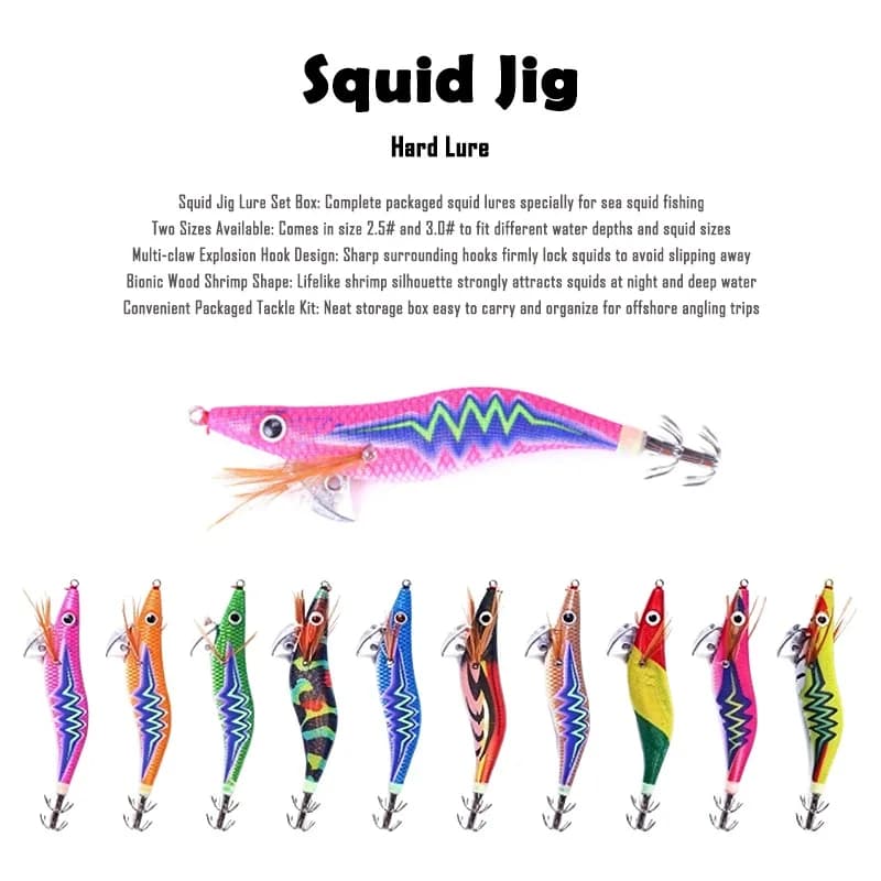 Boxed Bionic Squid Jig Lure Size 2.5# Optional Glow Sinking Egi Lure Universal for Sea Fishing Squid Octopus Bass Fishing Tackle