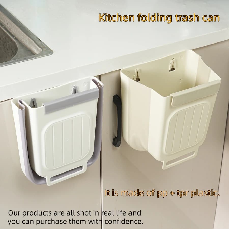 Cestino per rifiuti pieghevole da cucina da 6 litri, design sospeso salvaspazio, per bagno e cucina