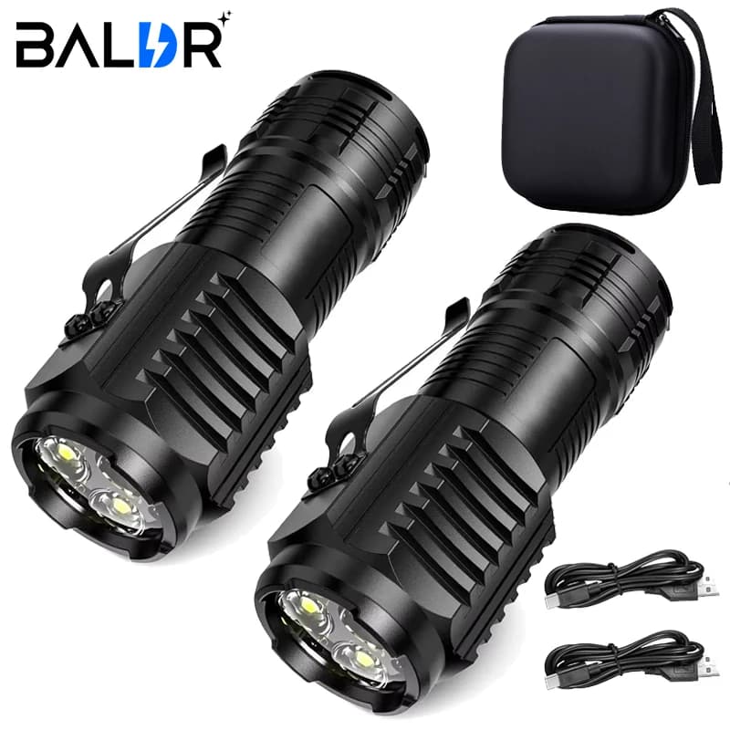 Mini 3 LED Flashlight With Pen Clip，Night Walking, Portable Brightness,Rechargeable Waterproof Emergency Spotlight Outdoor Torch