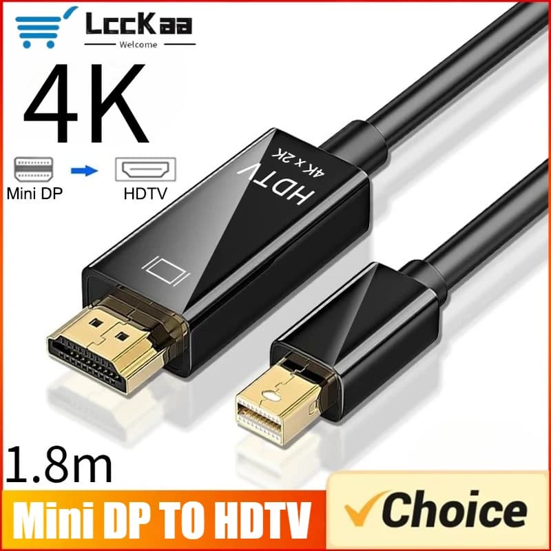 1,8 M HDTV DP cable converter compatible with Mini DisplayPort to HDMI 4K DP to HDMI compatible adapter for Mac portable projector