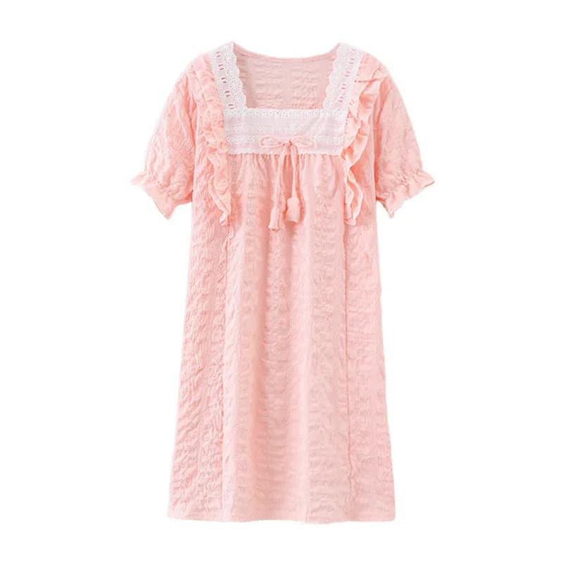 Camicie da Notte Principessa in Pizzo per Ragazze, Camicia da Notte a Maniche Corte, Completi Coordinati Madre e Figlia con Imbottitura, Pigiami per Bambini
