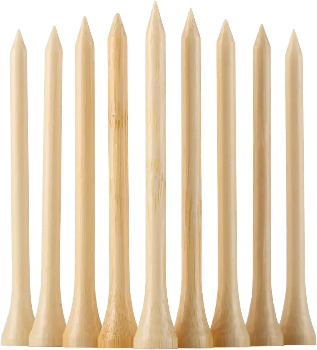 Tees da golf Tees in bambù durevoli 50 pezzi/100 pezzi 100 pezzi 3-1/4 "Materiale biodegradabile amichevole Riduce l'attrito Lato Spin Più stabile