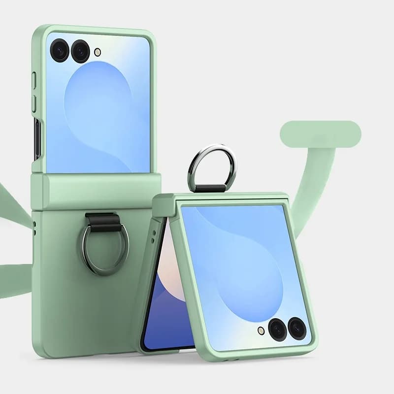 For Samsung Galaxy Z Flip 7 ZFlip6 Flip5 4 3 Luxury Armor Finger Ring Grip Phone Case Candy Color Hard PC Protection Cover Shell