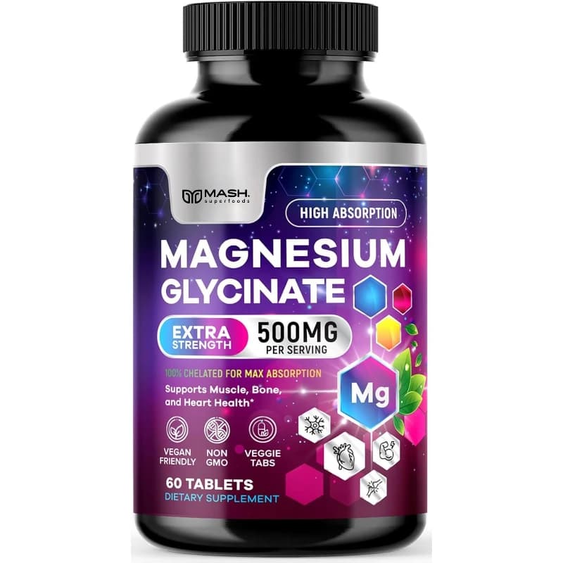 Magnesium Glycinate Supplement, Promotes Natural Sleep, Reduces Stress and Anxiety, Magnesium Vitamin Supports Bone Health