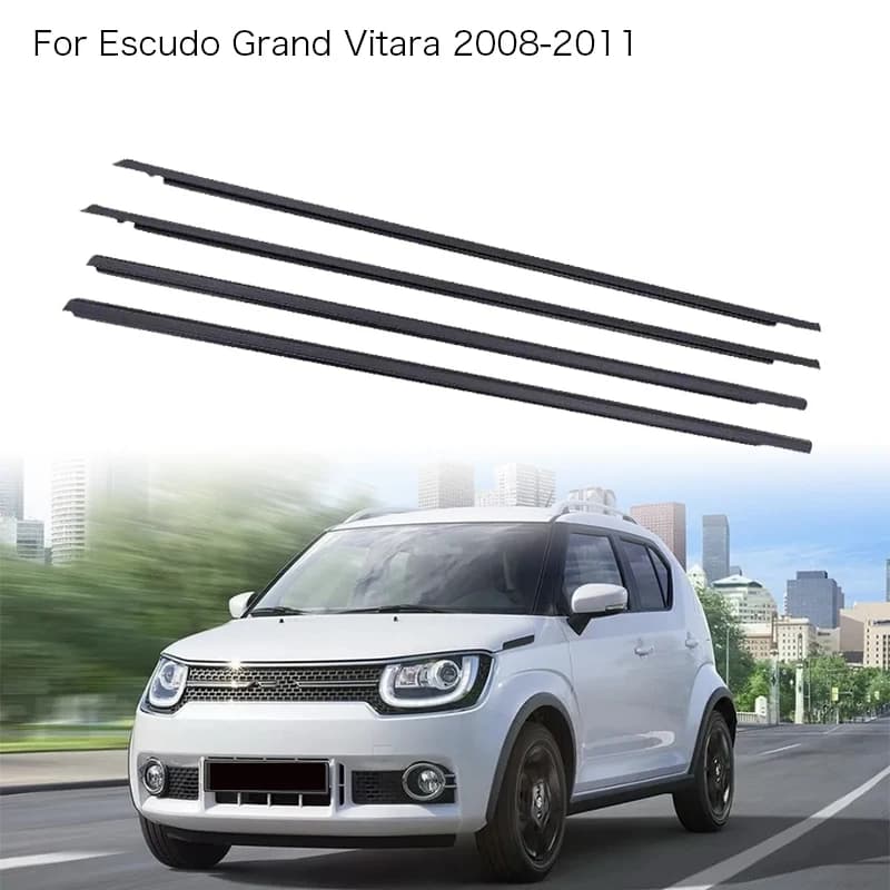 4 Pezzi Guarnizione in Gomma Cromata per Finestrini per Escudo/Grand Vitara 2008-2011, Guarnizione Laterale per Porta, Ricambio Vetro 83831-65J00