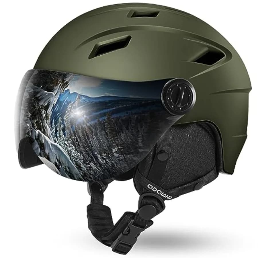 Casco da Sci con Visiera 2-in-1 e Occhiali, Casco Leggero da Snowboard, Caschi per Sport sulla Neve, Sci, Pattinaggio, Taglia M (55-60 cm)