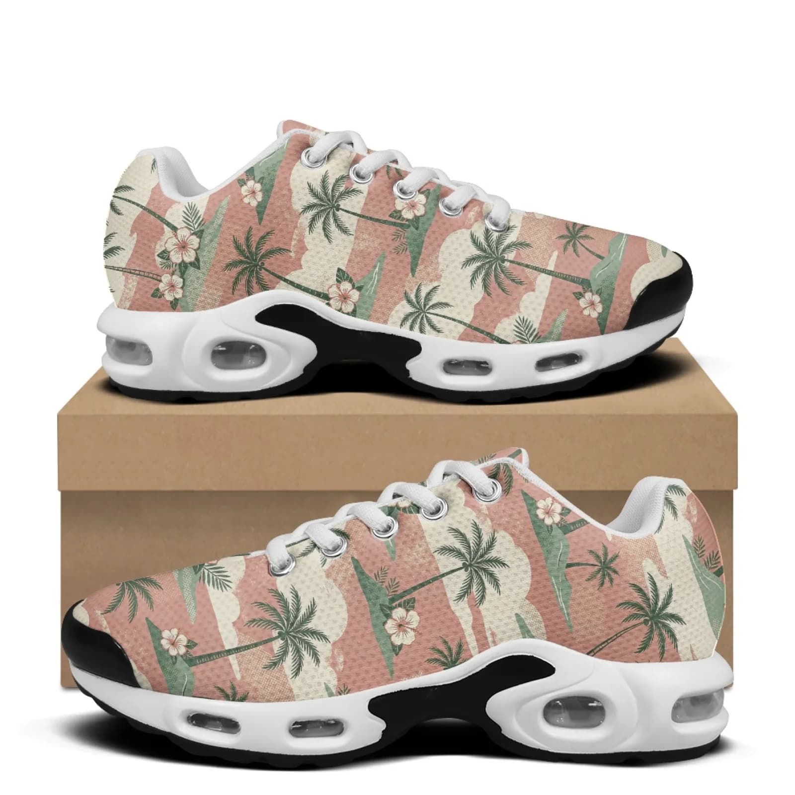 XIXIRIMIDO Air-Cushioned Sneakers Women's Running Shoes Men's Commuter Shoe Lightweight Breathable Soft Comfort Tropical Plant