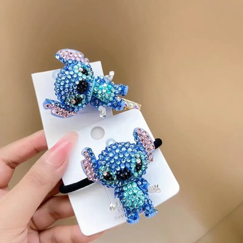 1pc Luxury Disney Stitch Hair Accessory Sparkling Rhinestone Inlaid Exquisite Hairpin Cute Cartoon Exquisite Gift Women Hair Tie