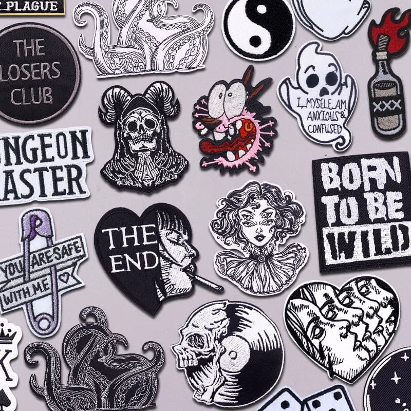 Punk Skull Letter Embroidered Patch Cartoon Butt Patch Iron On Patches For Clothing Thermoadhesive Patches For Clothes Jeans