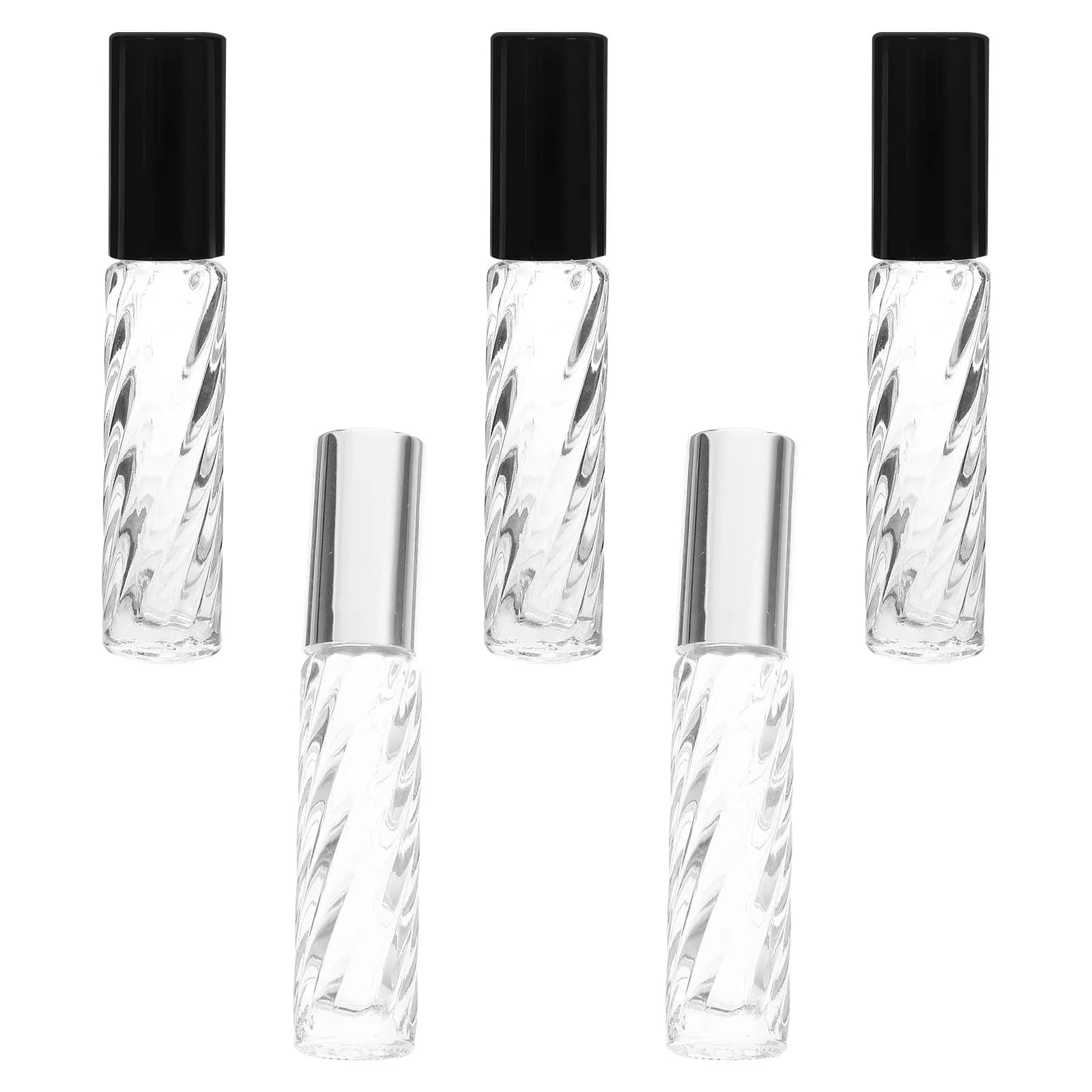 5Pcs Essential Oil Roller Bottle Clear Glass Cap No Leakage Disassemblable Design for Natural Oil Perfume Convenient