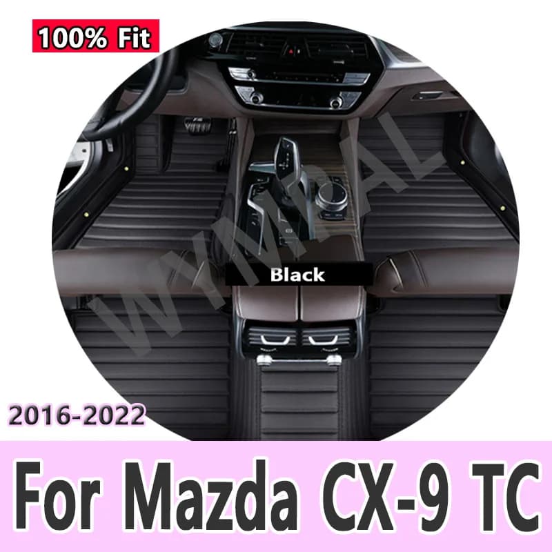 Luxury Car Mats for Mazda CX-9 TC 2016 ~ 2022 CX9 CX 9 Waterproof Carpets Leather Mat Interior Parts Car Accessories