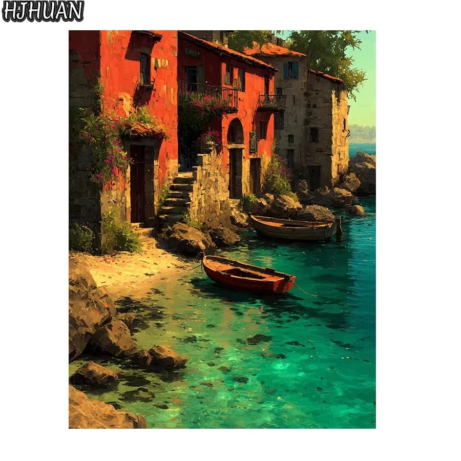 5D DIY diamond painting Boathouse full round/square Mosaic cross stitch Mosaic Diamond cross-stitch home decoration wall paste