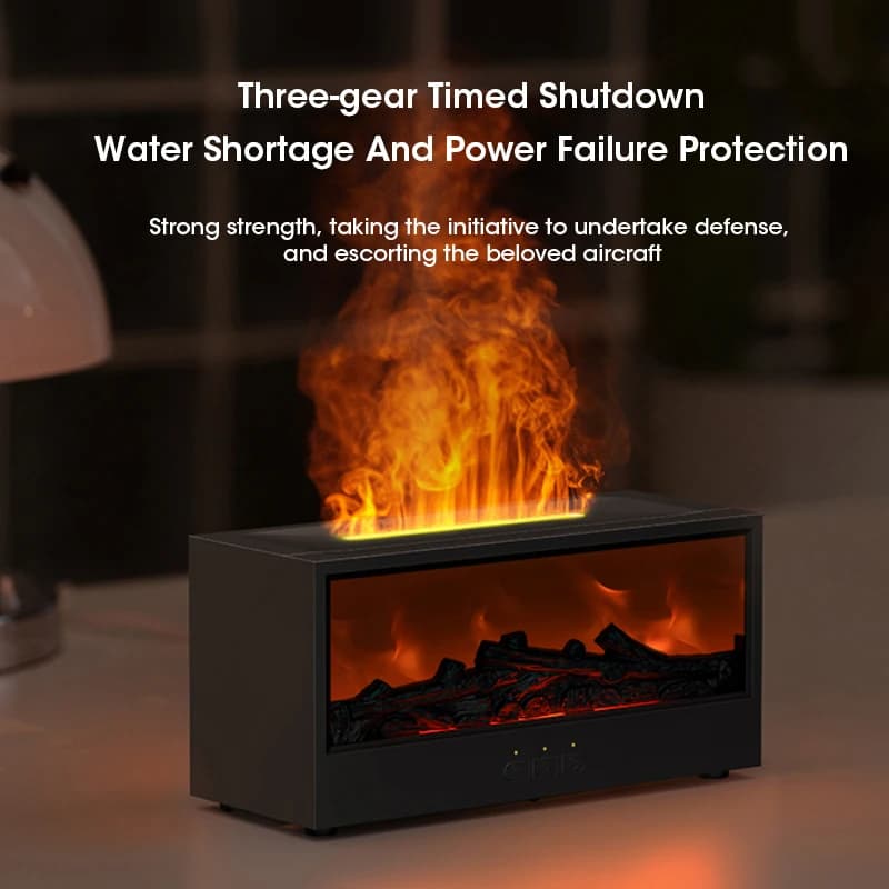 Umidificatore 4 in 1 con Effetto Fiamma per Aromaterapia, Diffusore di Oli Essenziali, Purificatore d'Aria da Tavolo con Telecomando
