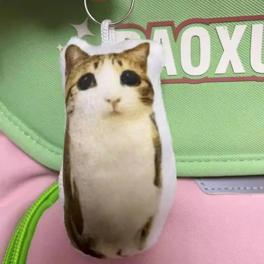 Funny With Sound Cat Voice Keychain Squeeze Stuffed Animal Meowl Keyring Cartoon Kitten Cat Pendant Friend Gift