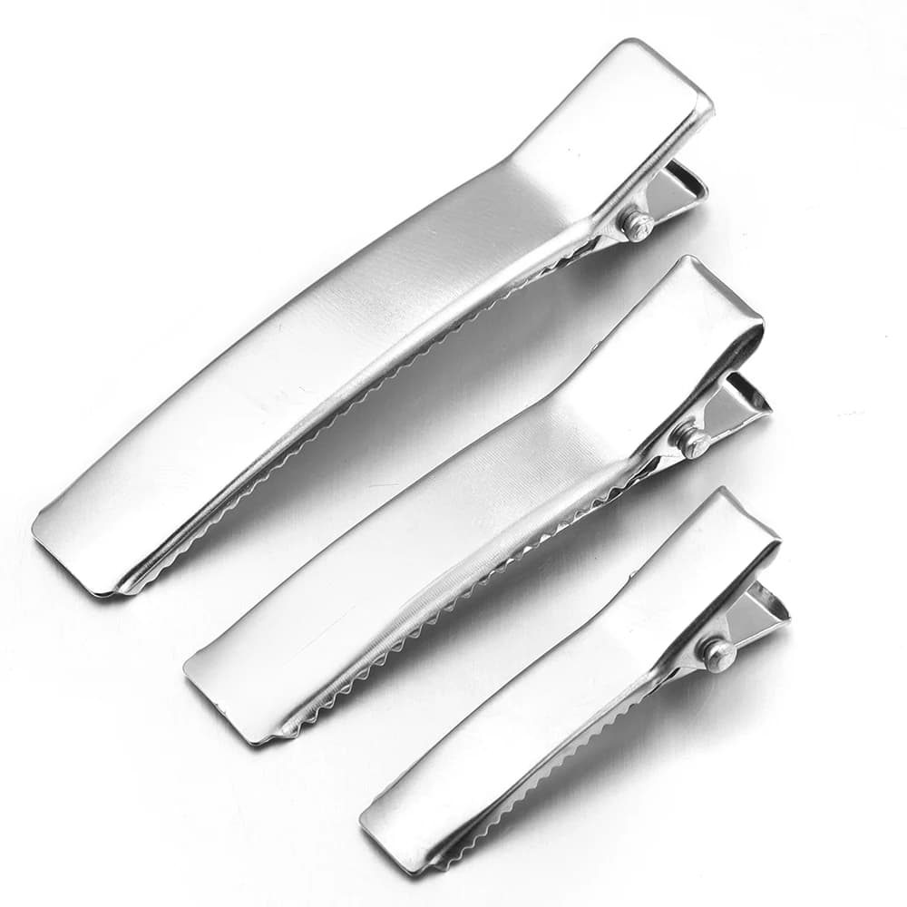 20PCS Morsetti a coccodrillo per capelli in metallo a punta singola Fermagli per capelli con fattura d'anatra Parte superiore piatta con denti Curl Clip per accessori per capelli FAI DA TE