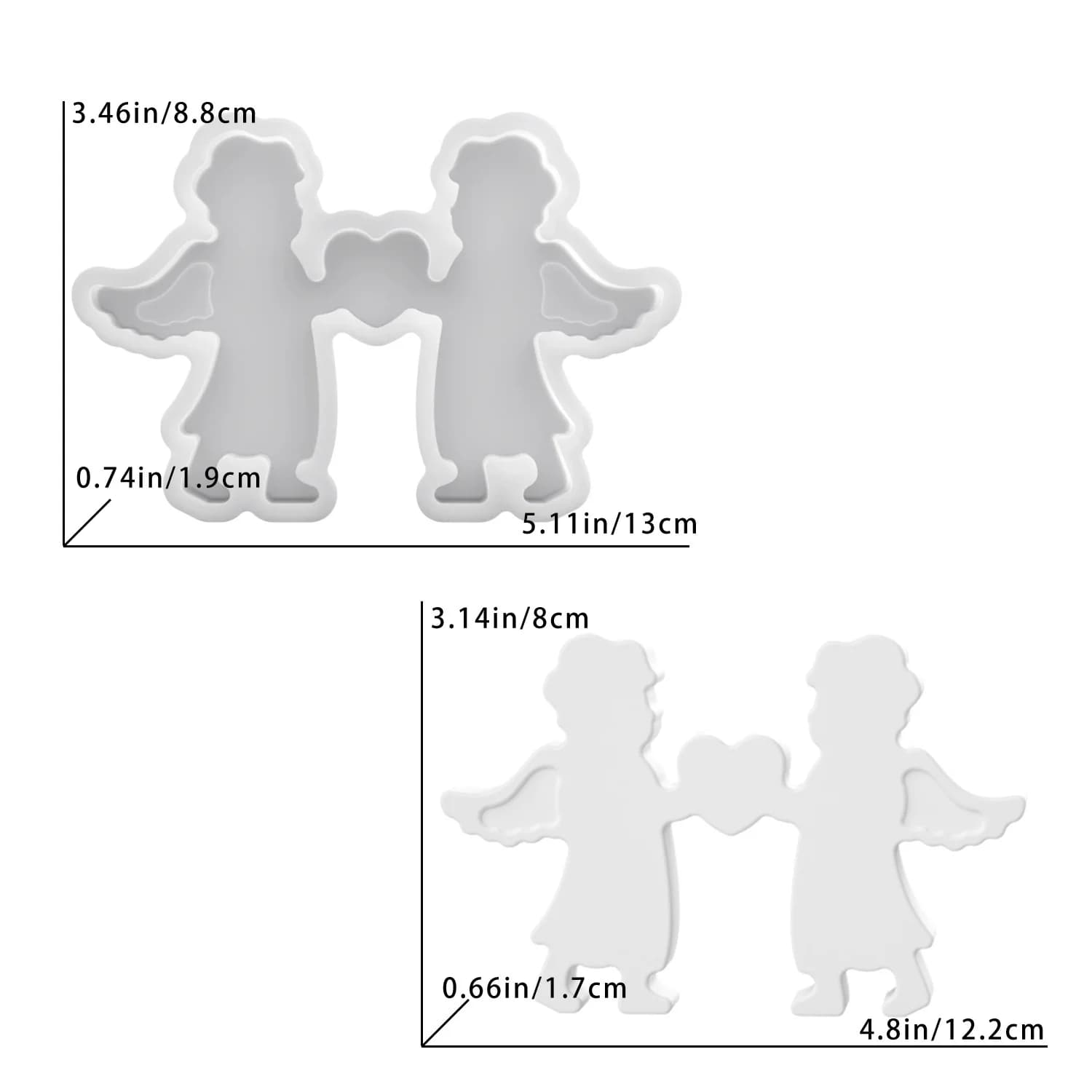 Stampo in resina per statuetta fai da te di angelo che tiene un cuore, stampo in gesso per statuetta combinata di angelo e bambino