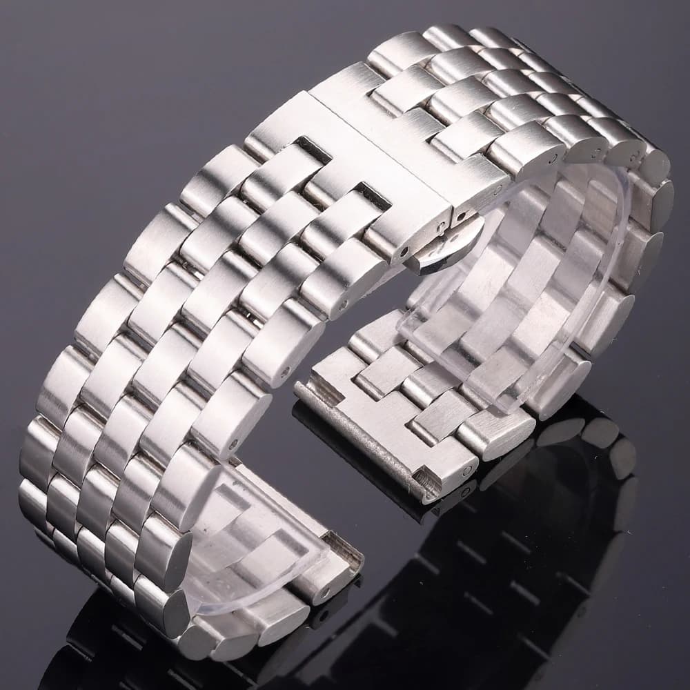 Cinturino per orologio in acciaio inossidabile 20mm 22mm 24mm 26mm cinturino in metallo spazzolato argento con chiusura di distribuzione per cinturini da uomo e donna