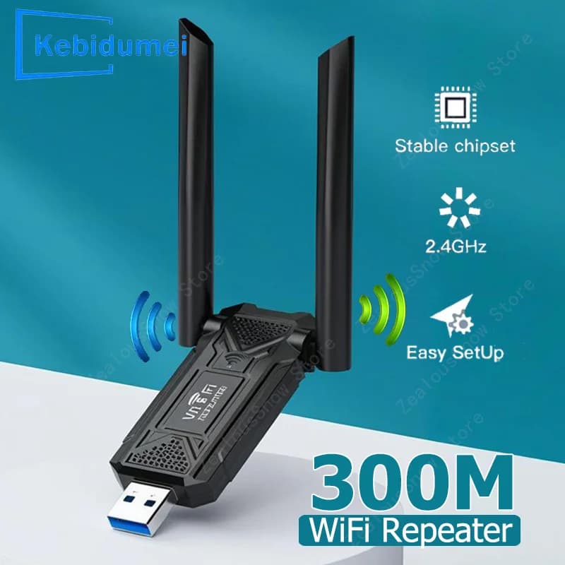 Ripetitore WiFi USB wireless 300Mbps Extender 2.4G Amplificatore di segnale WiFi Booster Router Wi-Fi a lungo raggio Estensione di rete domestica