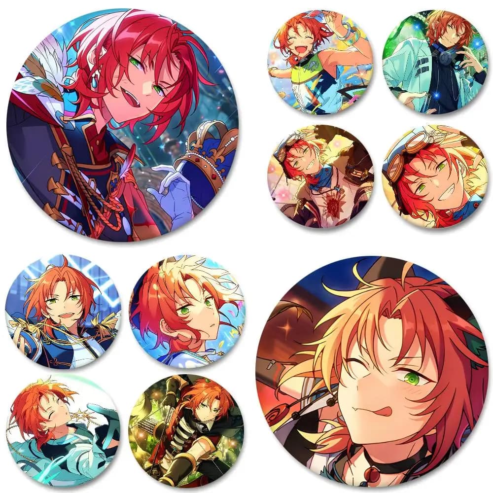 Music Game Ensemble Stars Tsukinaga Leo Round Badge Creative Brooch Clothing Backpack Accessories Lapel Pin