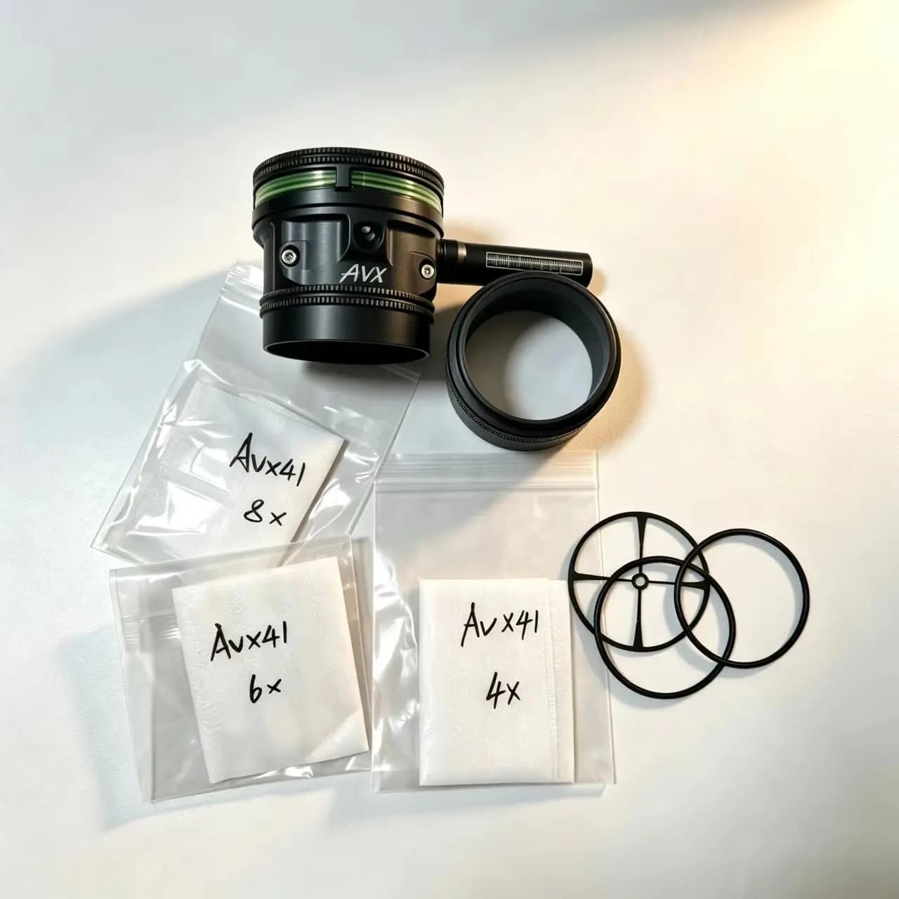 AVX31 Archery Target Scope Sight for Compound Bow, 4X/6X/8X Magnification Lenses Kit, Sync Ring Lens Hood Fit 019 Ring‑Style Fib
