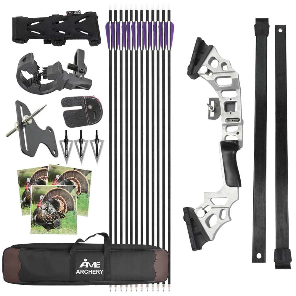 Set di frecce per arco ricurvo per adulti 30-40LBS Frecce in carbonio per destrimani incluse per la caccia pratica di tiro con l'arco con bersaglio all'aperto