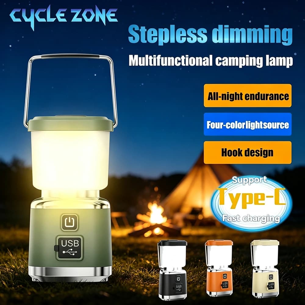 Portable Camping Lantern 4 Lighting Modes Camping Light Hanging Hook Rechargeable Emergency Tent Light for Campfire Picnic