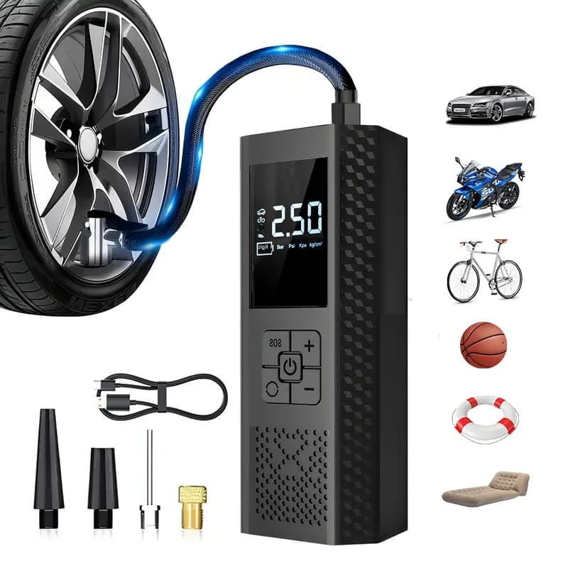Pompa d'aria portatile senza fili per pneumatici auto, biciclette, palloni da basket, compressore d'aria elettrico, mini gonfiatore per pneumatici 150 Psi
