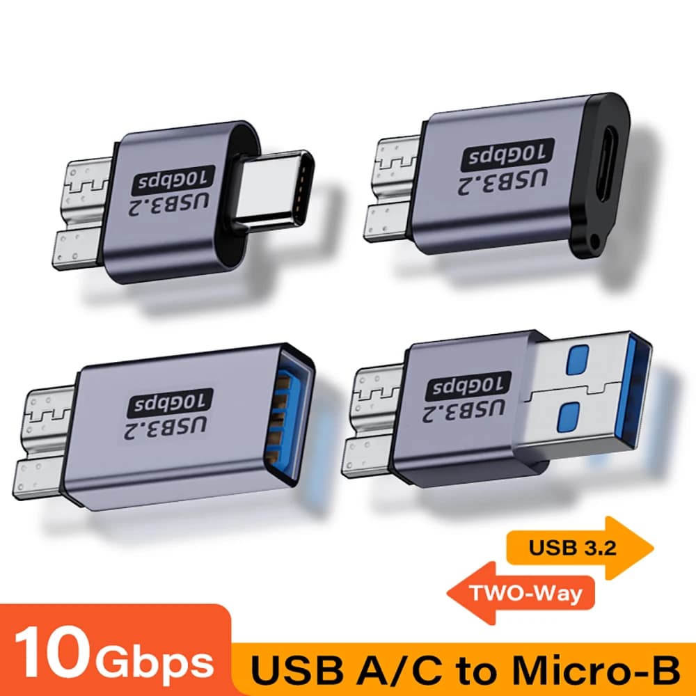 Convertitore da USB-C a Micro USB 10Gbps, Adattatore Estensore da USB-A Femmina a USB 3.0 Tipo C Maschio per Laptop, PC, Disco Rigido Esterno