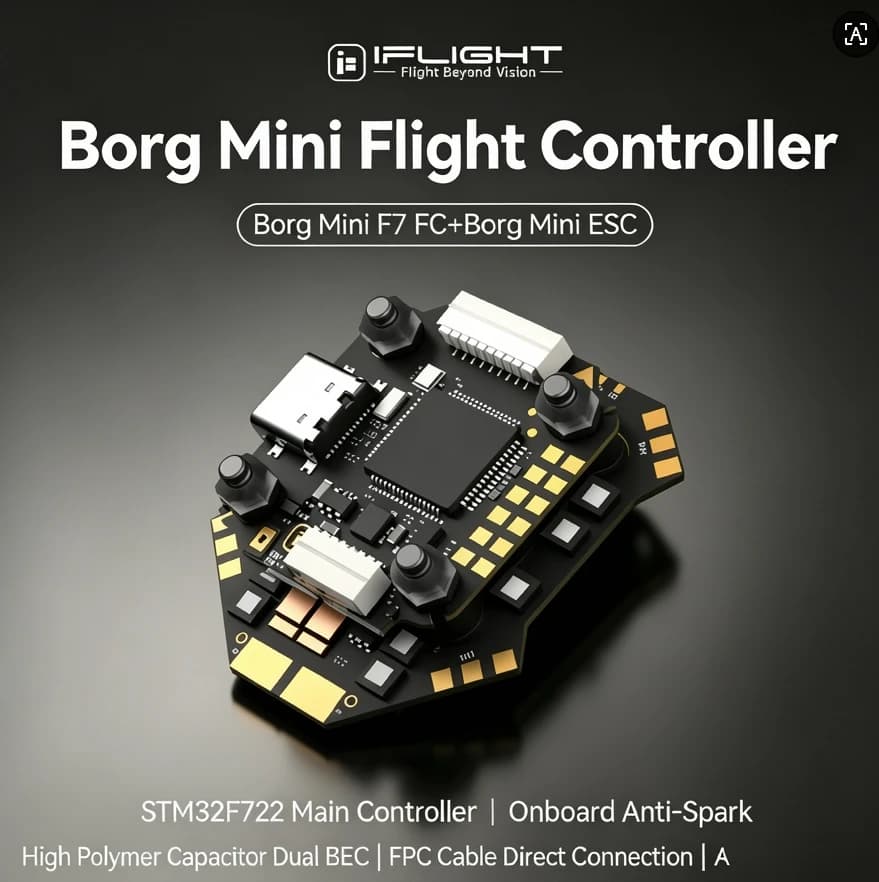 iFlight Borg F7 Mini Stack ICM42688 Gyro 32MB Flash Borg 60 Mini BL32 32Bit ESC 2-6S Lipo FPV Drone Flight Controller