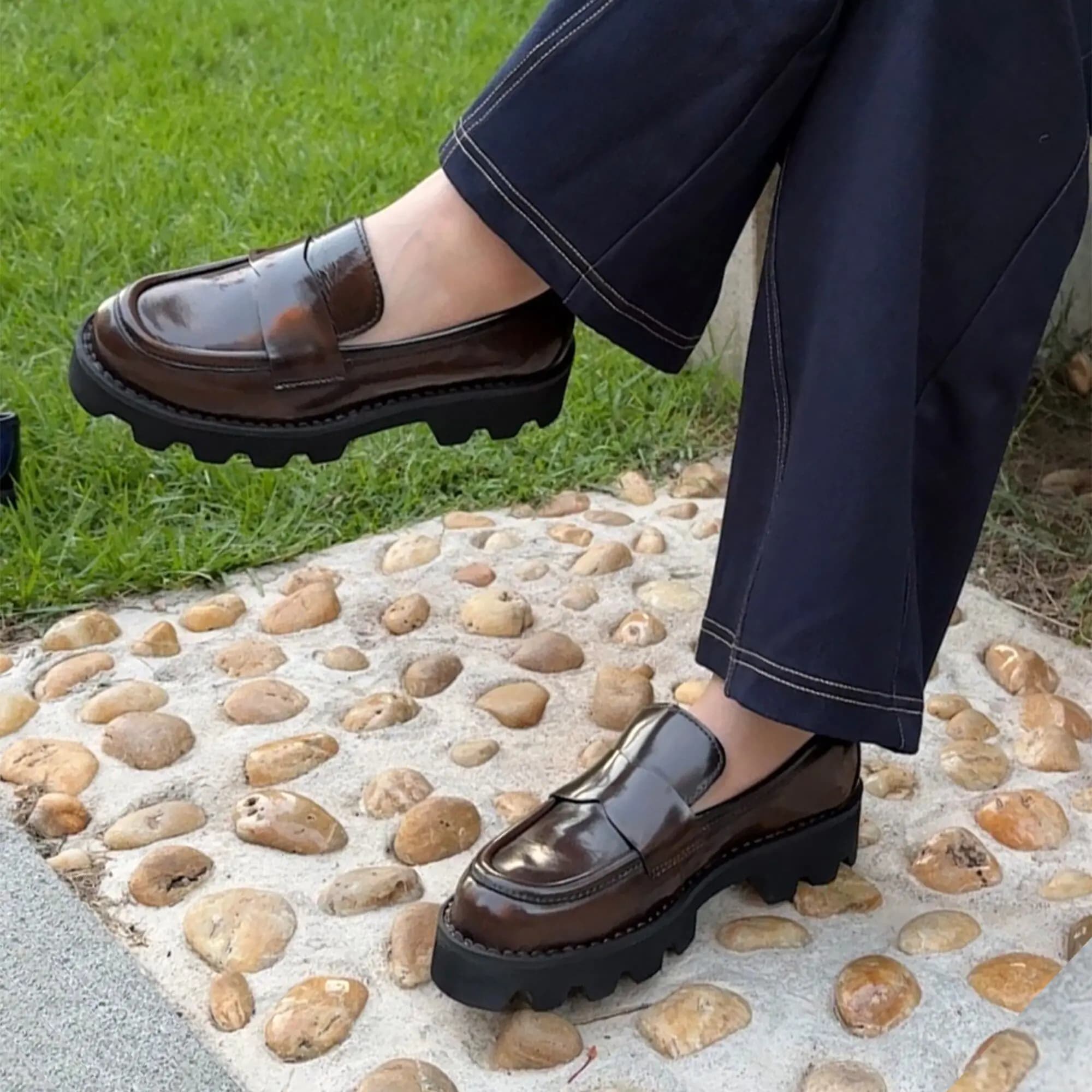 Mocassini da Donna in Pelle con Punta Tonda e Tallone Coperto, Scarpe Casual Primaverili Slip-on, Ballerine Eleganti alla Moda, Zapatos Mujer