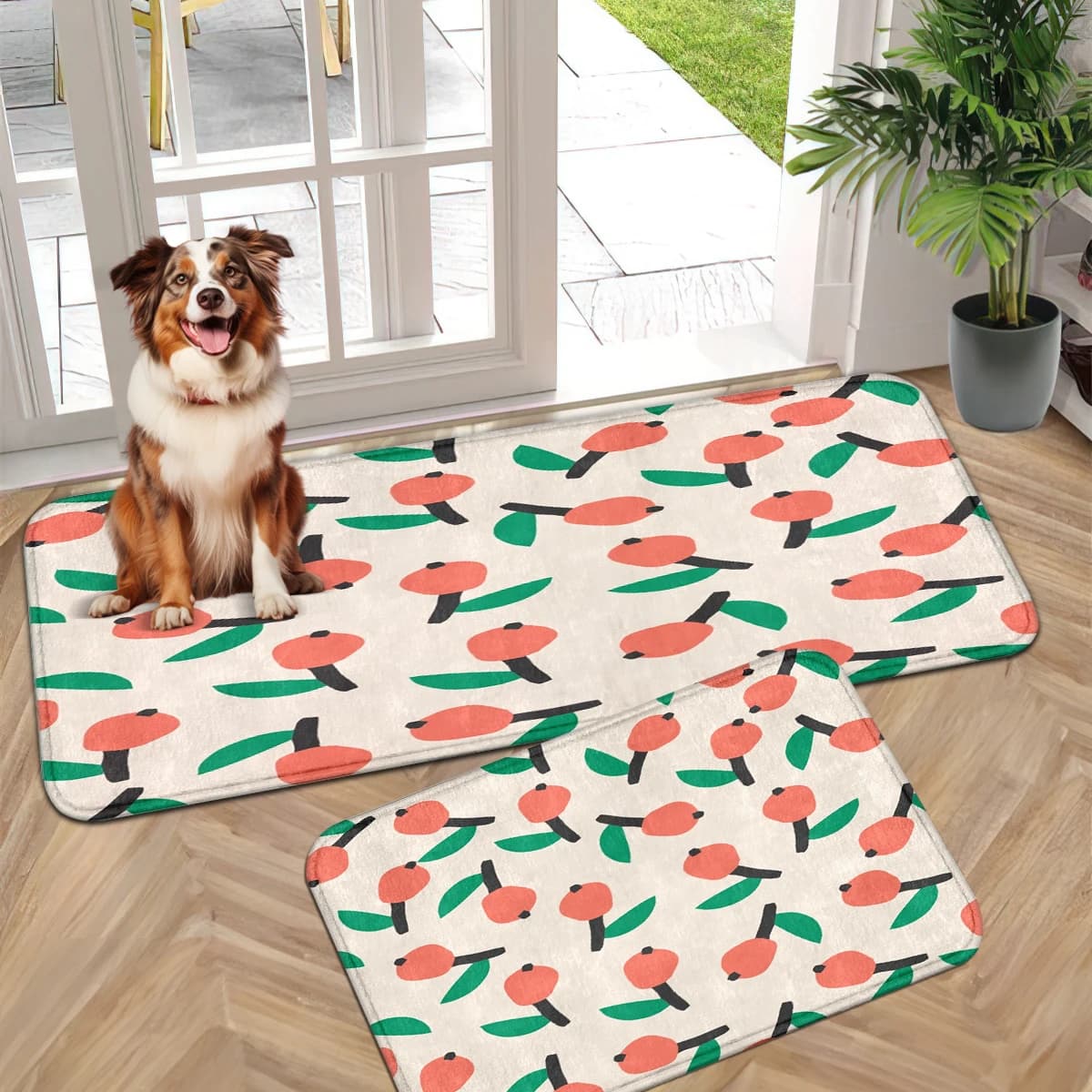 Christmas Halloween Fresh Fruit Letter Print Flannel Area Rug, 1.2cm Thick Fluffy Cushioned Floor Mat, Machine Washable Cute Decor Doormat for Entryway Kitchen Bedroom Hallway Multi Style Holiday Daily Indoor Home Decor Carpet