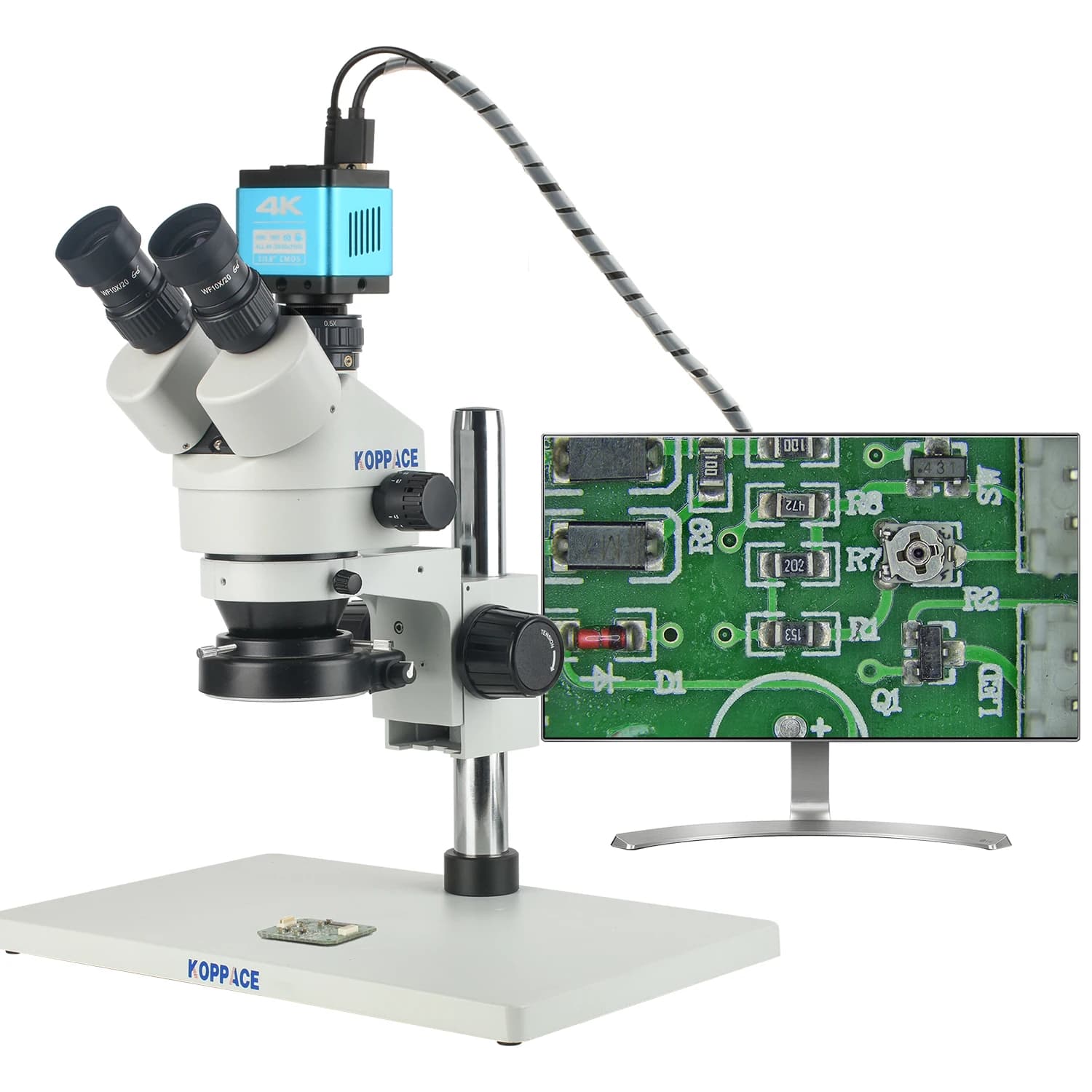 Microscopio digitale KOPPACE 22X-142X | Telecamera HD 4K | Uscita HDMI/Tipo C