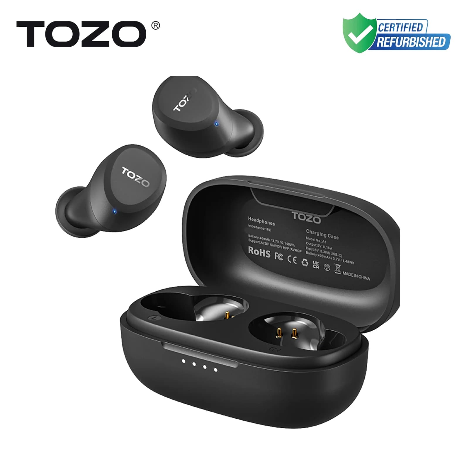 TOZO headphones refurbished TWS Ultralight wireless touch control headphones Bluetooth Sport for Android iPhone
