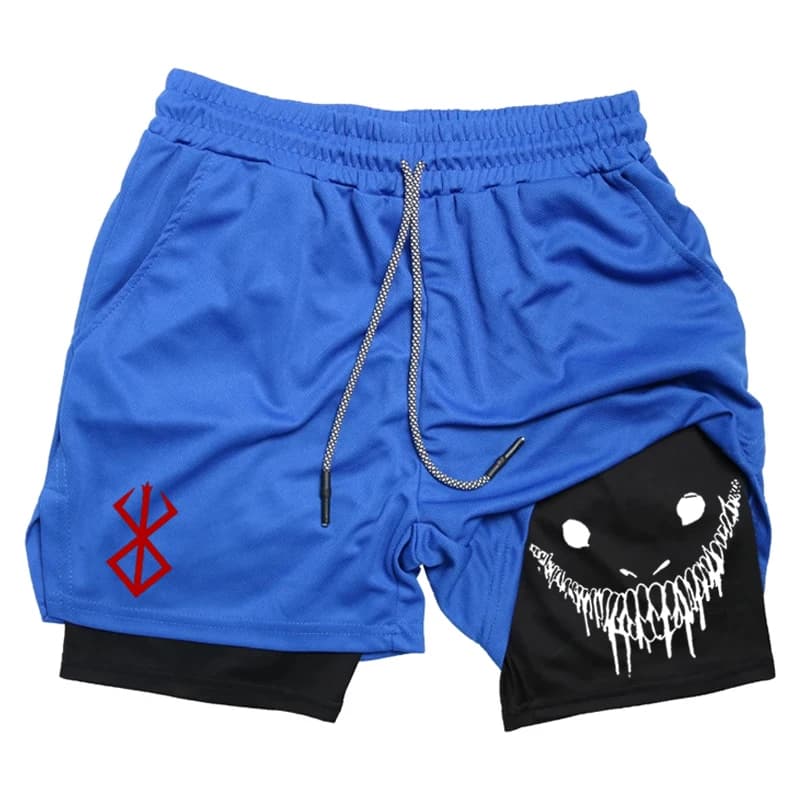 Summer New Men's 2-in-1 Sports Shorts Berserk- Fitness Gym Running Quick Dry Shorts Casual Double Layer Mesh Breathable Shorts