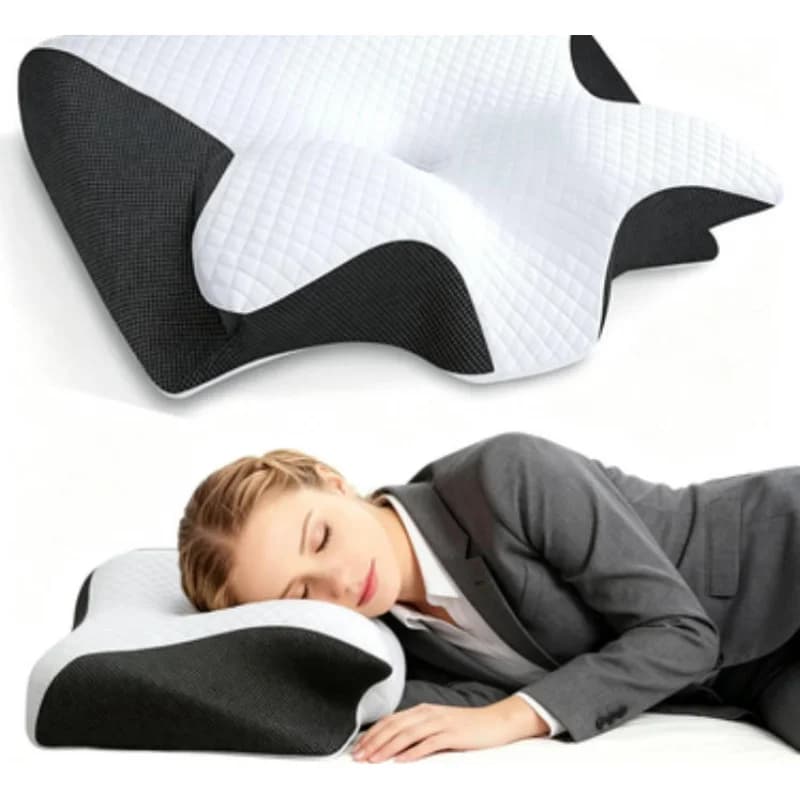 Cuscino Cervicale Ortopedico in Memory Foam a Lento Ritorno, Comodo per il Sonno e il Massaggio del Collo, per Casa
