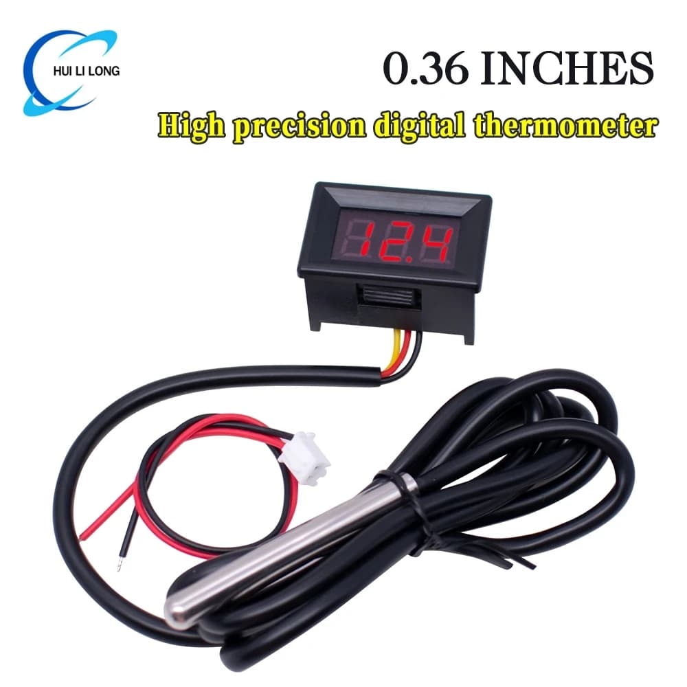 Termometro digitale DS18B20 Sensore di temperatura impermeabile Tester IC Display a LED DC4-28V -50 ~ 125 gradi Celsius 0,36 pollici Rosso Blu